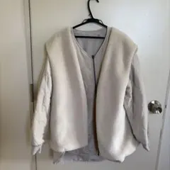 フリースキルティングアウター クリーム色