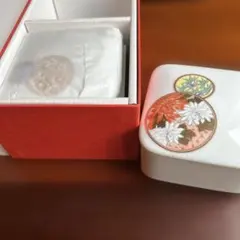 寿赤絵　ペア蓋物　新品未使用　宮内庁御用達　深川製磁　箱付き
