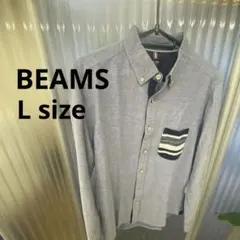 ★BEAMS★ボタンダウンシャツ★ブルー★Lサイズのサムネイル