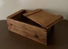 ヴィンテージ 木箱 蓋付き 収納 レトロ 古道