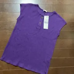 新品　ジーユー　リブノースリーブ　カットソー　150