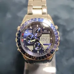 CITIZEN　Q＆Q exclusive　ワールドタイム　C300 稼働品 AUTHENTIC CITIZEN WORLD TIME CHRONO NAVIHAWK ANADIGI JAPAN MENS