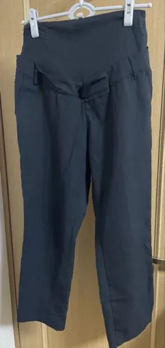 マタニティ ハイウエスト スリムフィットパンツ ブラック ウエスト69-77cm