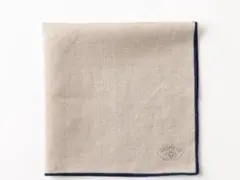 リネン ハンカチ ベージュ ネイビー