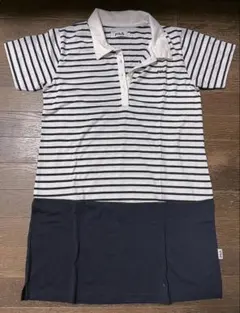 FILA ボーダー柄 切替 ポロシャツワンピース ネイビー
