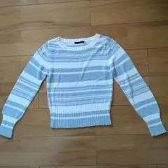 EQUALITY 水色と白のストライプ セーター　綿100%