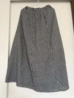 GU ギンガムチェック ロングスカート ブラック M