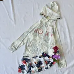 ロキシー　ROXY ラッシュガードセット 花柄 キッズ 水着 フード付【140】