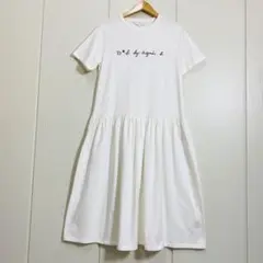 To b.by agnes b. ロゴプリント 半袖 ギャザー ワンピース オフのサムネイル