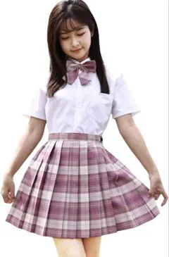 なんちゃって制服 ピンクスカート リボンセット