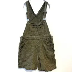 サロペット オーバーオール ショートパンツ 【L】 カーキ ユニセックス