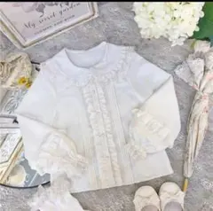 丸襟レースパフスリーブブラウス 長袖 華ロリ ロリータ 新品