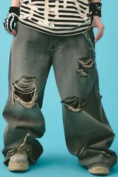 ガルフィーパッチワーク フレアデニムパンツ タグ付き - メルカリ