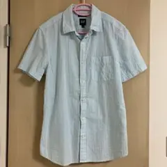 GAP 水色と白のストライプ 半袖シャツ Sのサムネイル