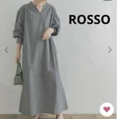 美品　アーバンリサーチロッソ　ROSSO　ストライプ切替シャツワンピース　大きめ