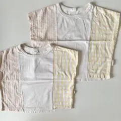 favon ギンガムチェック　Tシャツ　半袖　90 80 2点セット