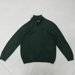 【90年代】CHAPS ラルフローレンコットンニット 緑 M エルボーパッチ