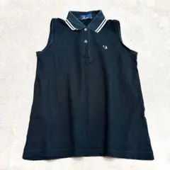 FRED PERRY ノースリーブ ポロシャツ 鹿の子 ブラック L