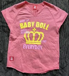BABY DOLL ピンク 切りっぱなし加工Tシャツ 140