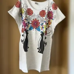 ScoLar スカラー 猫 花柄 半袖 Tシャツ Mサイズのサムネイル