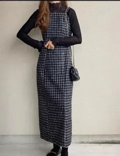 JUNOAH チェックタイトキャミワンピース❤️