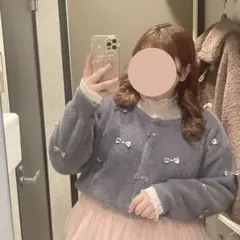 CLETTE リボン付きカーディガン 3L