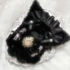 ぬい服　着ぐるみ　10〜12cm用　黒 ピンク ねこ チェーンフック付き