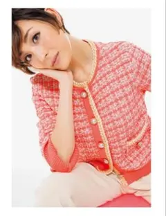 ドゥクラッセ ツイード ニット カーディガン M