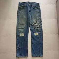 Levi's 501 ストレートデニム ダメージ加工 W32 L32のサムネイル