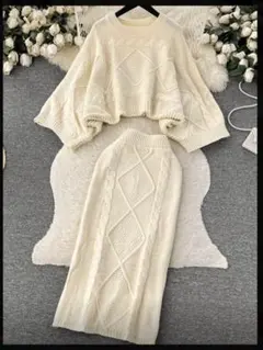 アイボリー ニット セットアップ Lサイズ