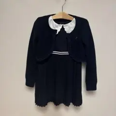 ネイビー プリーツドレス カーディガン付き　アナスイミニ