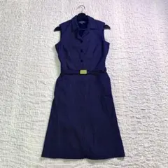 ローレンラルフローレン ロゴベルト付　ノースリーブワンピース ドット