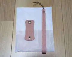 ピンク レザー風 ストラップ 袋付き