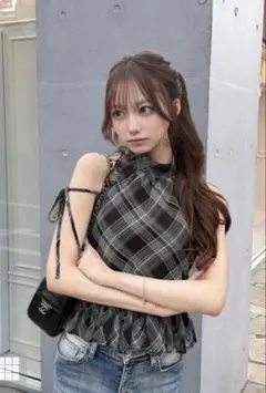 2wayチェック柄アメスリブラウス