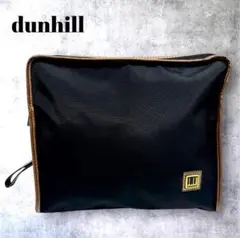美品dunhillダンヒル ゴールドロゴ クラッチバッグ セカンドバッグ 黒