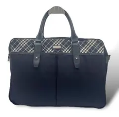 良品　バーバリーブラックレーベル　2way ビジネスバッグ　ショルダー　ネイビー