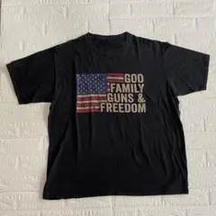 ヴィンテージ USA 星条旗 Tシャツ フェード ブラック ビッグプリント XL