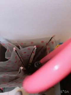 ☼ドット柄 ビニール傘 赤色破損有☼