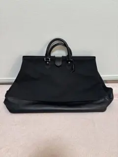 アニエスベー ブラック キャンバス レザーボストンバッグ