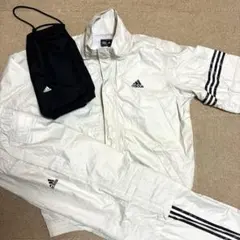 美品 adidas ウインドブレーカー セットアップ ロゴ アイボリー L