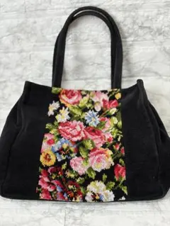 FEILER 花柄刺繍 トートバッグ 黒のサムネイル