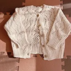 アイボリー レース編み カーディガン 100