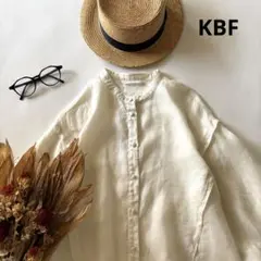 c752＊ KBF バンドカラー バルーンスリーブ リネン混 チュニックシャツのサムネイル