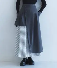 UNITED TOKYO アシンメトリー フレアスカート ストライプ