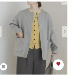 ウールリバーノーカラーミドルコート　グレー　アーバンリサーチドアーズ