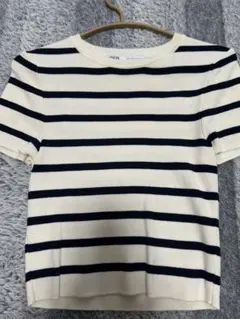 ZARA ストライプ 半袖ニット Mサイズ