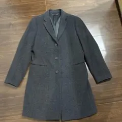 ユニクロ　グレー チェスターコート ウール混紡