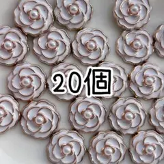 デコパーツ　カボション　センターパーツ　カメリア　パール　フラワー