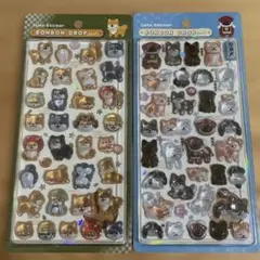 ボンボンドロップシール　和柄　2種　柴犬　日本犬