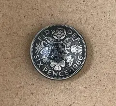 イギリス　幸せを運ぶ６ペンス コンチョ 1966